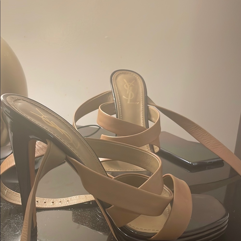 Yves Saint Laurent Tan Heeled Sandals